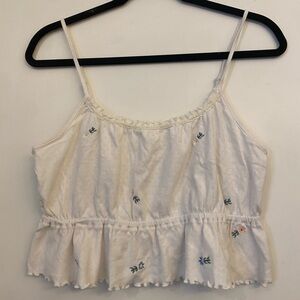 American Eagle Outfitters Cream Embroidered Camisole